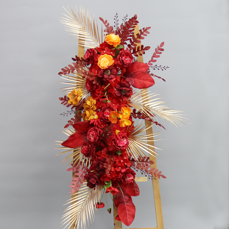 新款成品花艺花条套系绢花背景挂花路引花盆花排花婚礼堂花点道具