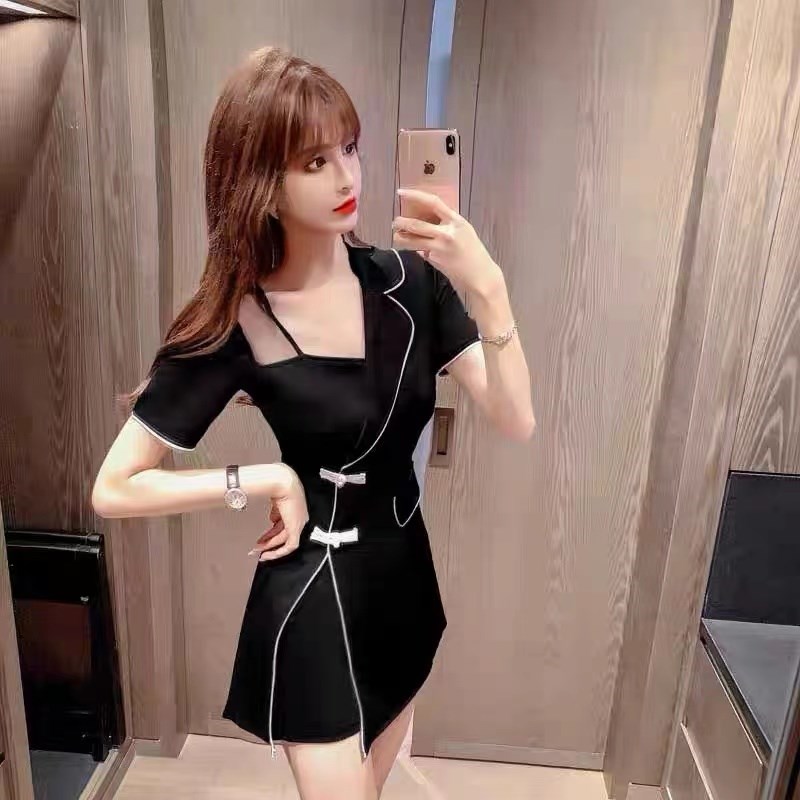 按摩足浴技师工作服旗袍两件套短裤性感足疗工衣桑拿ktv洗浴气质