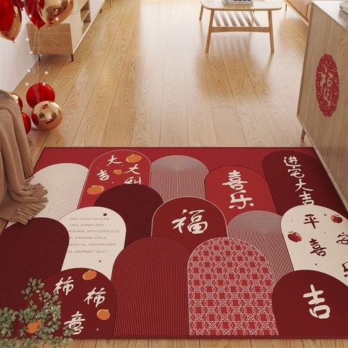入户门脚垫新中式红色进门地垫玄关门口福字喜庆防滑耐磨门垫地毯