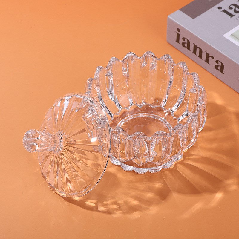 北欧轻奢风家用水晶玻璃水果盘无铅带盖大号水果盘糖果罐摆件收纳