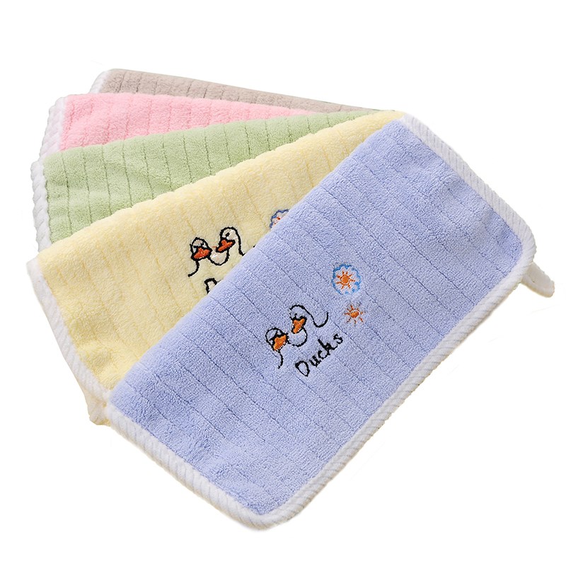 儿童毛巾洗脸家用柔软吸水不掉毛珊瑚绒面巾专用全棉长方形小方巾