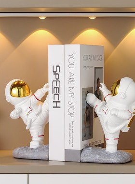 太空人宇航员摆件创意书房书架书靠办公室书档家居轻奢装饰品摆设