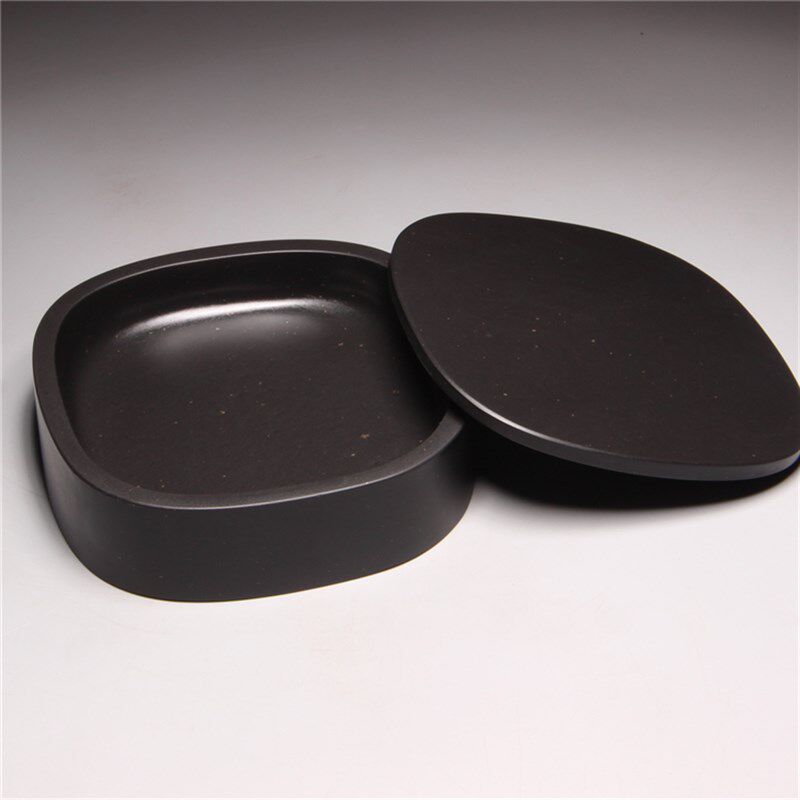 精品歙砚 带盖砚台墨盒实用包邮金星砚台掌中宝砚台端砚文房收藏