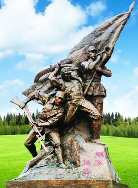 乘胜追击组雕人物铸铜玻璃钢景区场景大型室内雕塑艺术定制摆件