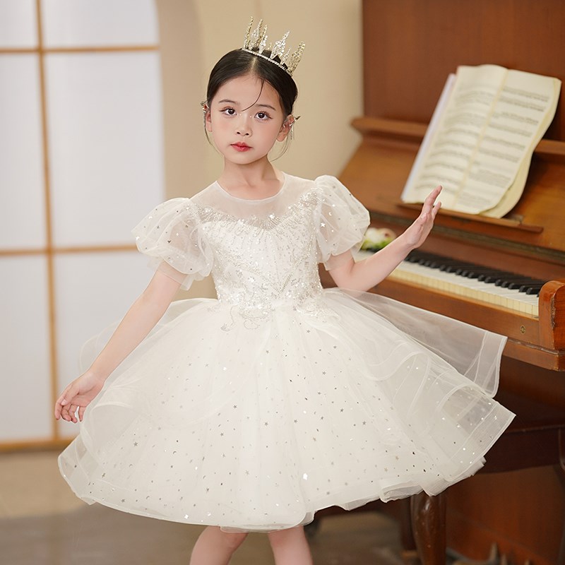 儿童走秀演出女童礼服高端公主裙花童婚纱蓬蓬裙小主持人钢琴演奏