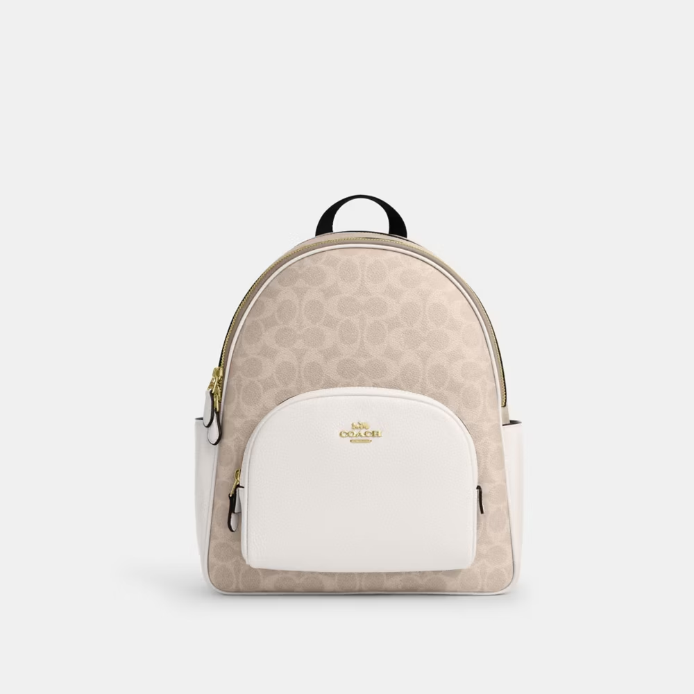 COACH/蔻驰女包香港直邮专柜Court奥莱 通勤老花大容量双肩包背包