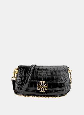 ToryBurch奥莱款Britten小号鳄鱼纹牛皮单肩斜挎手提法棍包141015