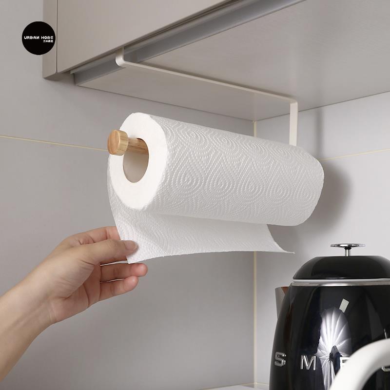 尤本家居厨房纸巾架挂架悬挂纸巾盒卷筒卫生纸保鲜膜挂杆免打孔置