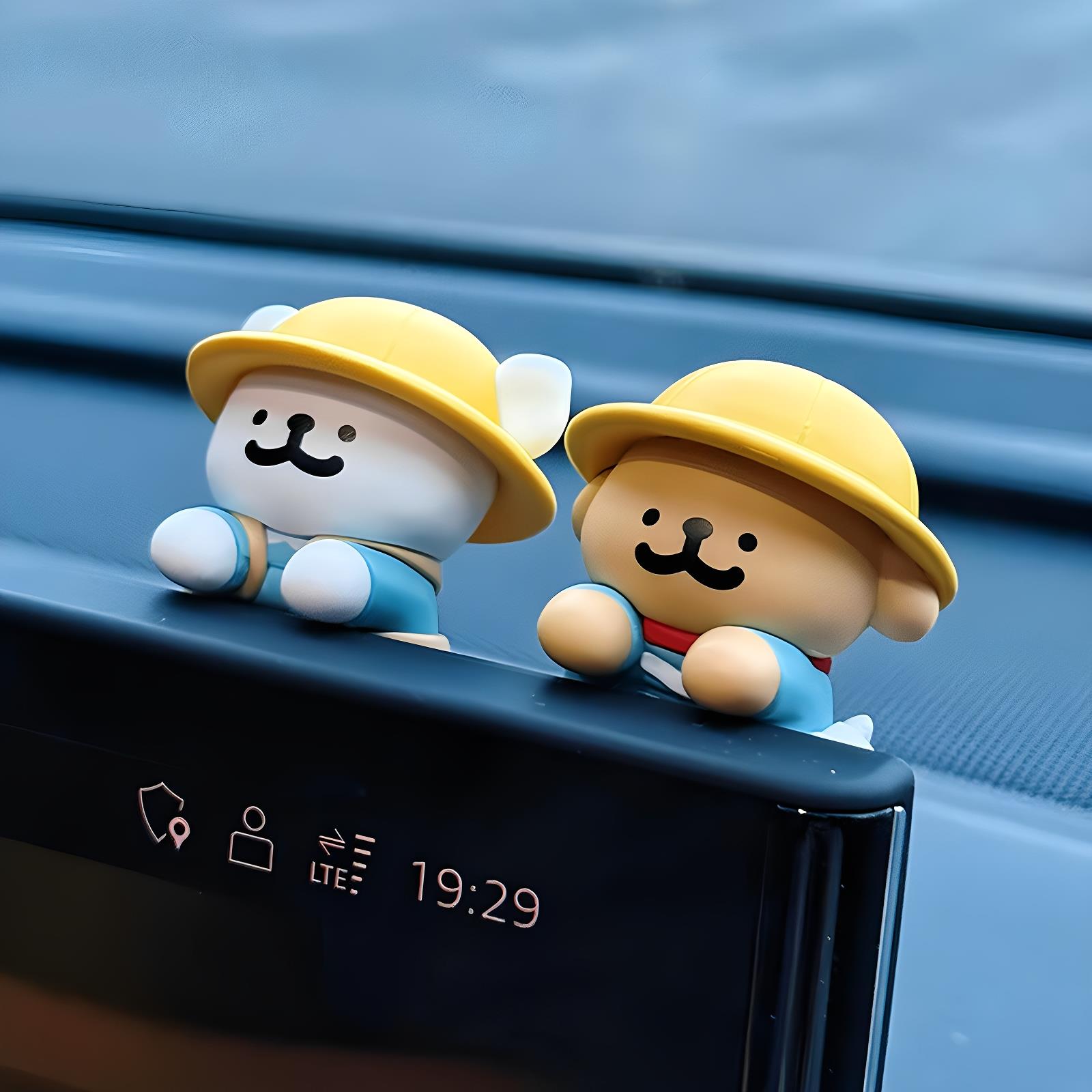 可爱线条小狗汽车摆件车载屏幕趴趴公仔车内中控台玩偶装饰品女生