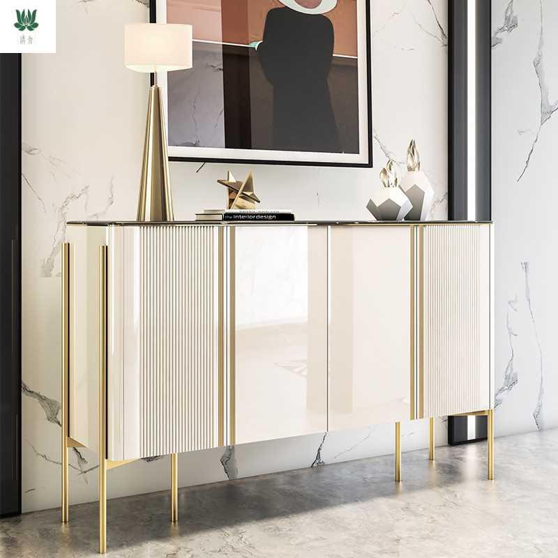 轻奢岩板餐边柜简约客厅酒柜茶水柜储物柜碗柜收纳边柜门厅玄关柜