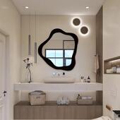 ins轻奢小众梳妆镜高颜值LED智能卫浴镜北欧不规则壁挂艺术装 饰镜