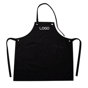 女时尚帆布围裙定制logo印字烘焙奶茶店餐饮厨房专用挂脖工作服男