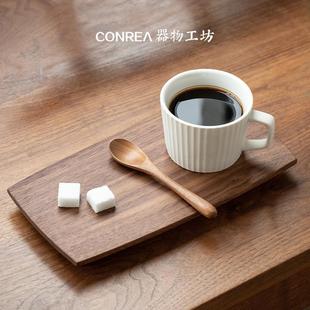 木质茶盘实木咖啡托盘长方形家用轻奢高档新款 黑胡桃木手工日式