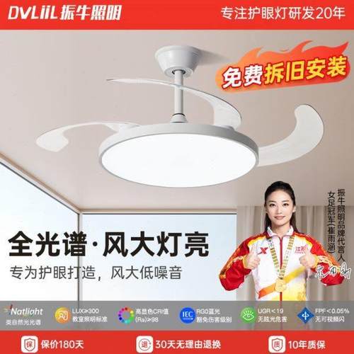 吊灯光风扇灯2024家用护眼全超薄餐厅电扇静音谱隐形吊扇灯新款