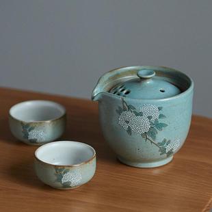 梵悦景德镇陶瓷快客杯手绘绣球便携旅行办公个人功夫茶具茶壶茶杯