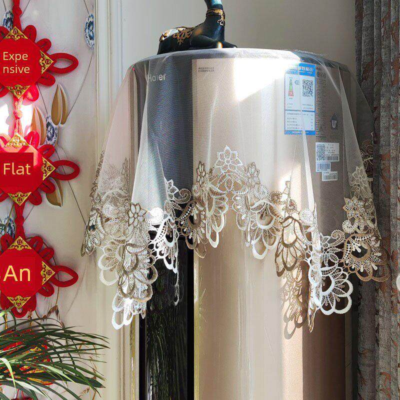 空调盖布圆柱柜机立式顶部盖巾 蕾丝清新开机不取圆形防尘罩装饰