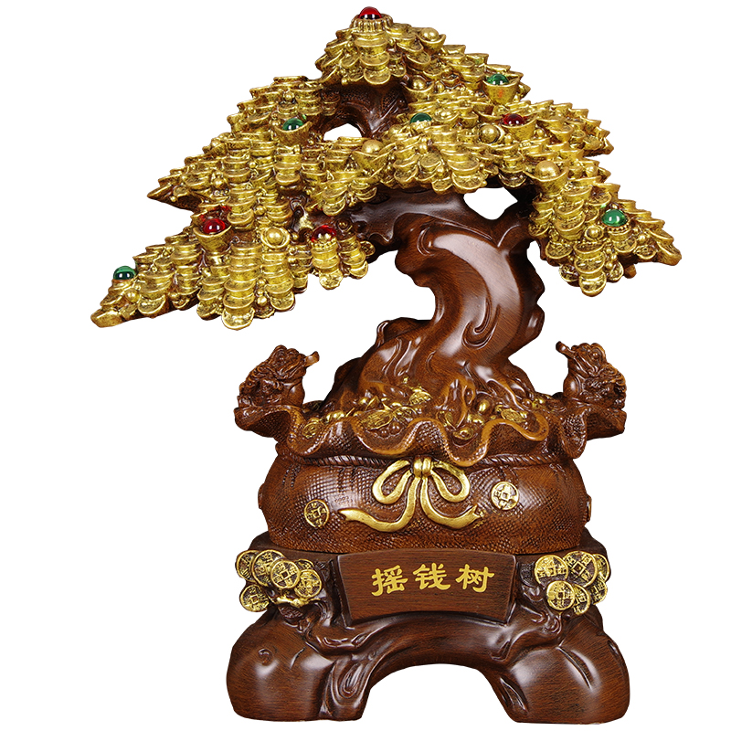 摇钱树摆件家创意家居小招财发财树金蟾客厅公司店铺开业桌面装饰
