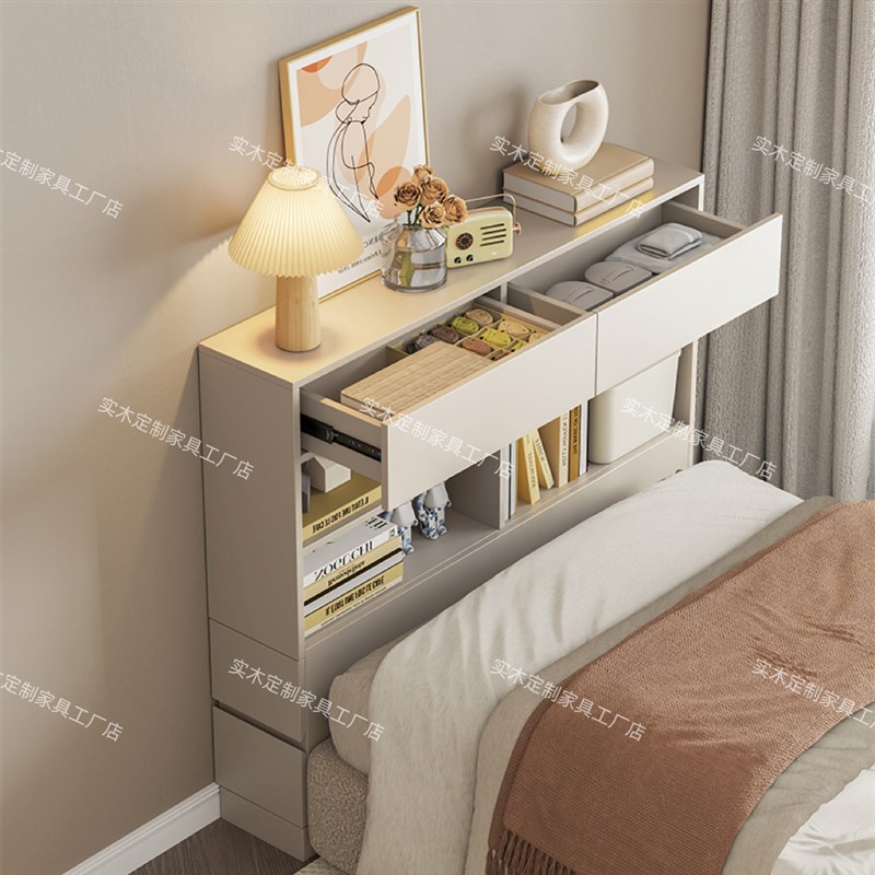 床尾柜超窄实木25cm超薄主卧储物夹缝柜30公分定制20置物收纳柜35