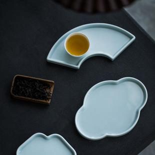 陶瓷茶点盘壶承零食干果糕点碟茶桌干泡盘壶托小茶盘茶台 草木祠