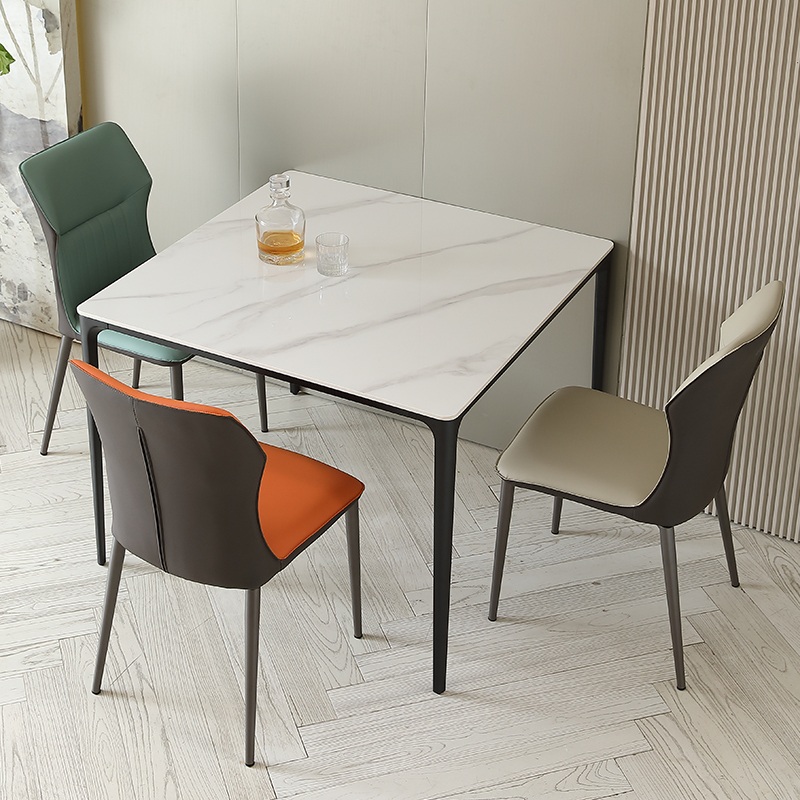 岩板餐桌小户型正方形桌椅组合会客接待洽谈桌轻奢家用休闲小方桌
