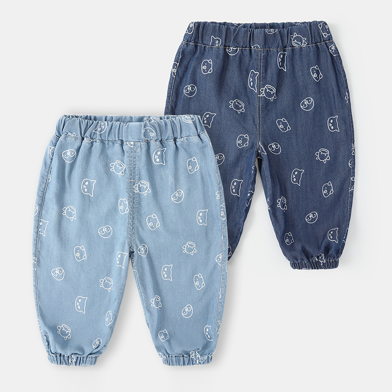 宝宝牛仔裤夏季薄款男童防蚊裤夏款儿童大pp裤夏天婴儿裤子夏装女