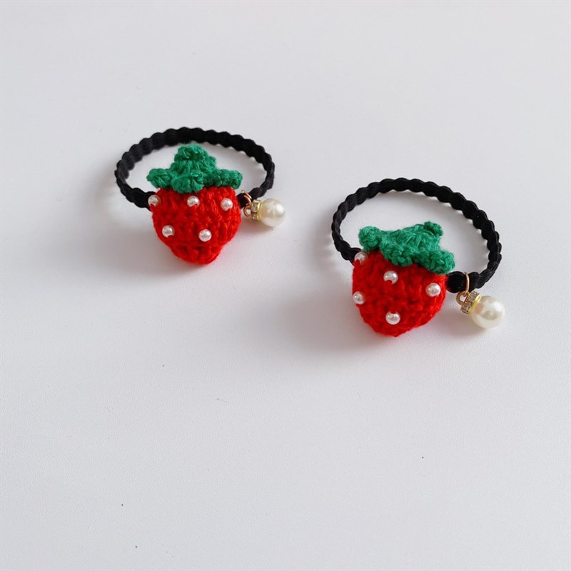 新款手工钩织毛线可爱秋冬季水果儿童发圈宝宝小圈头绳皮筋草莓