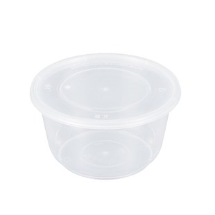 圆形500ml一次性餐盒塑料加厚透明外卖打包盒便当汤碗带盖快餐盒
