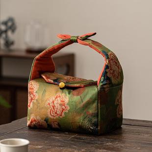 茶具外出携带包便携旅行茶具收纳包手提 香云纱织锦茶布包帆布中式