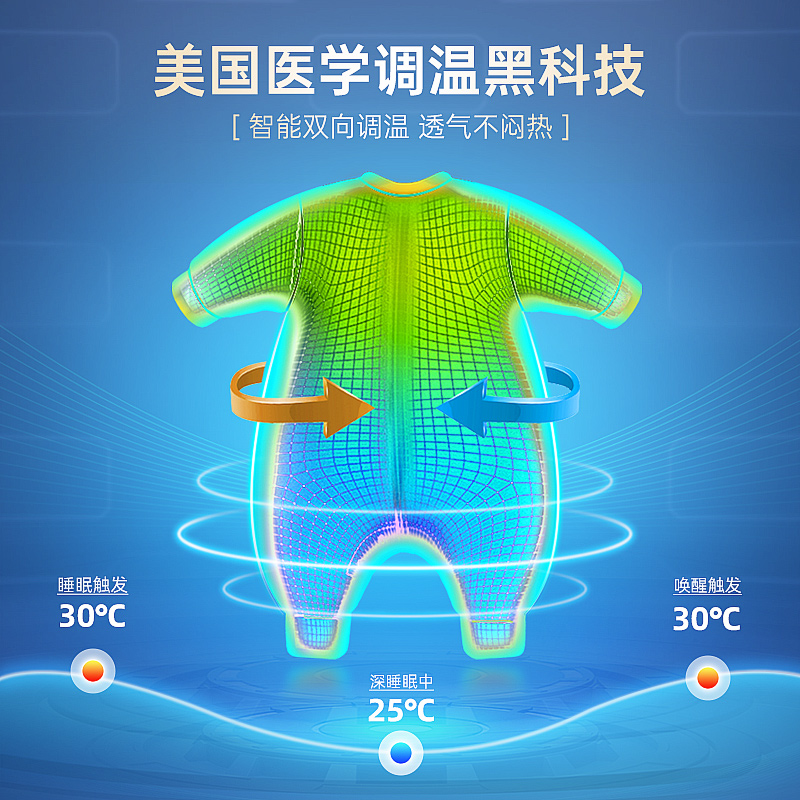 Hoag纯棉纱布婴儿睡袋春夏薄款儿童宝宝分腿防踢被防惊跳四季通用