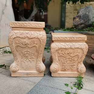 仿石凳庭院石墩子底座石鼓门墩中式庭院入户门口镇宅民宿花盆摆件