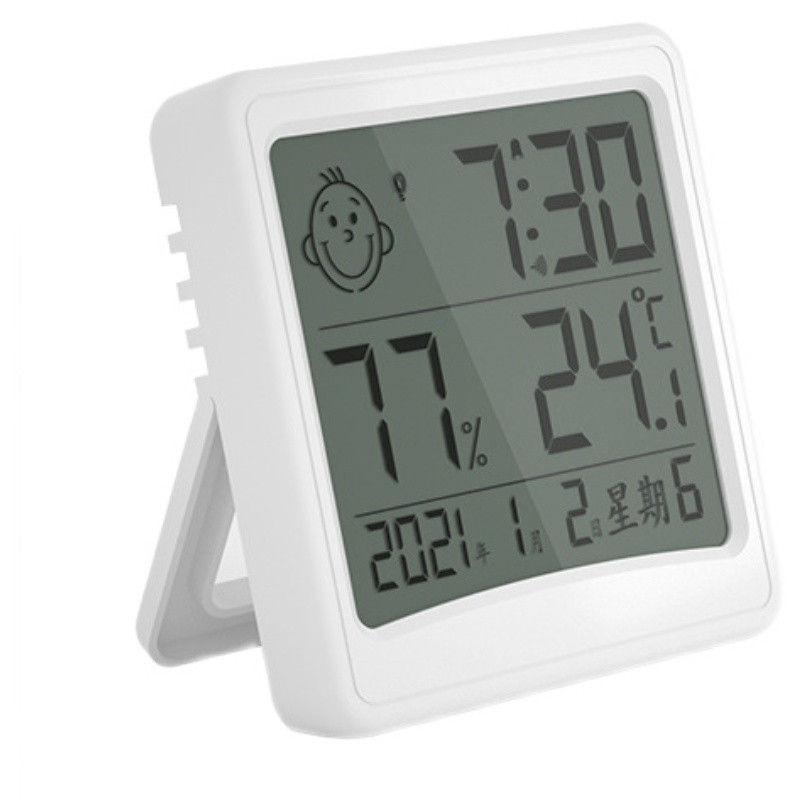 磁吸冰箱贴壁挂桌面大屏电子温湿度计闹时钟自动夜光日历星期家用