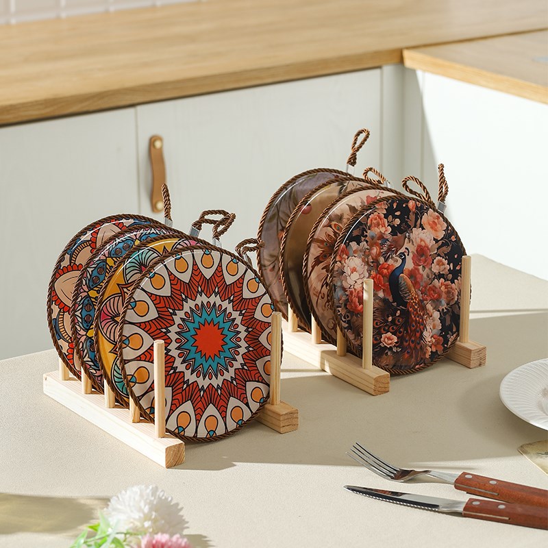 北欧复古风情陶瓷餐桌垫家用碗垫隔热防烫锅垫餐桌垫耐高温砂锅垫