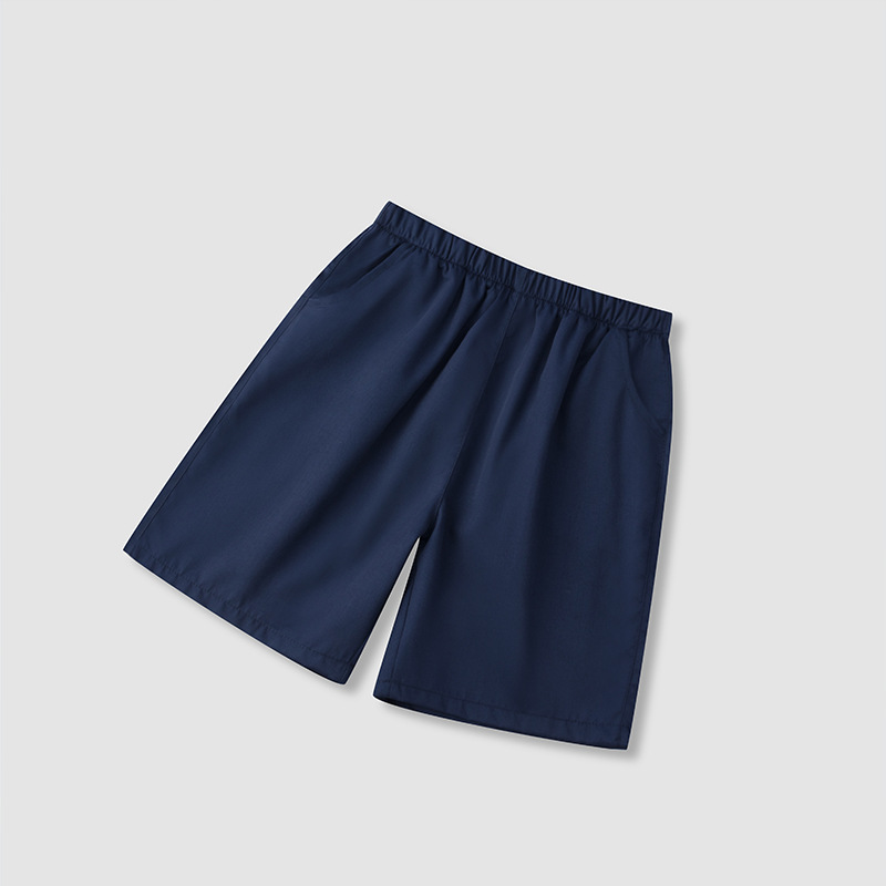 儿童卡其色休闲裤夏季短裤幼儿园男童女童五分裤深蓝色校服裤子