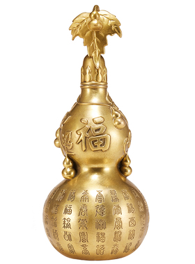 纯铜百福葫芦家居摆件招财福禄开口空心客厅玄关办公室店铺工艺品