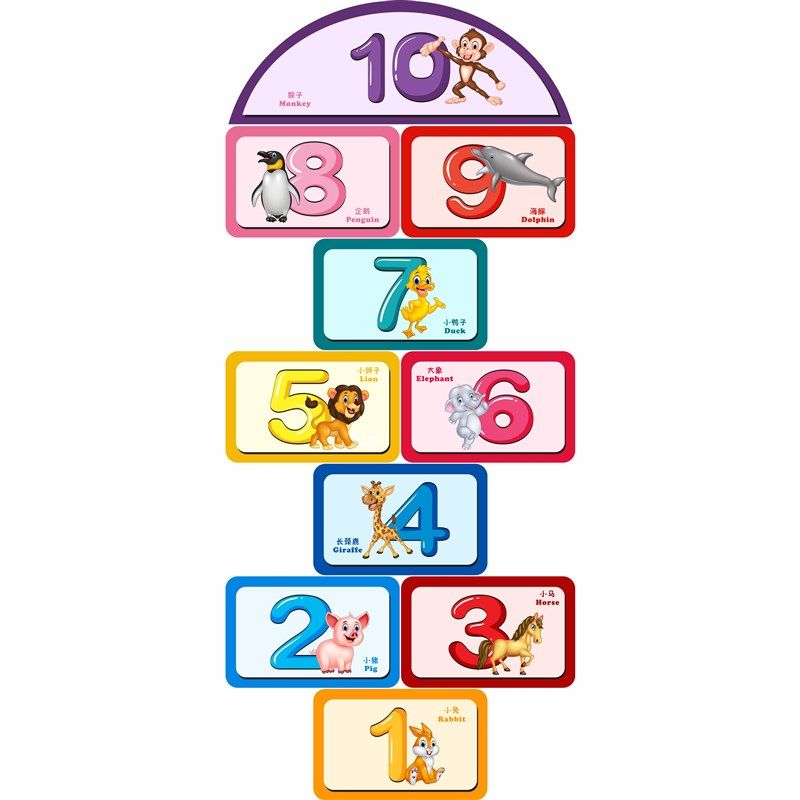 跳房子地贴纸动物数字儿童自粘耐磨防水可移除新款幼儿园方格贴纸,家居饰品,软装墙贴,淘宝优惠券,粉丝福利购,淘宝优惠卷