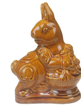 陶瓷十二生肖黄色虎牛兔羊狗鸡龙马猪摆件陶土烧制唐三彩中式动物