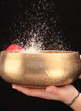 手工颂钵佛音碗钵尼泊尔佛音碗满月钵瑜伽磬冥想梵音采耳钵鳞纹钵