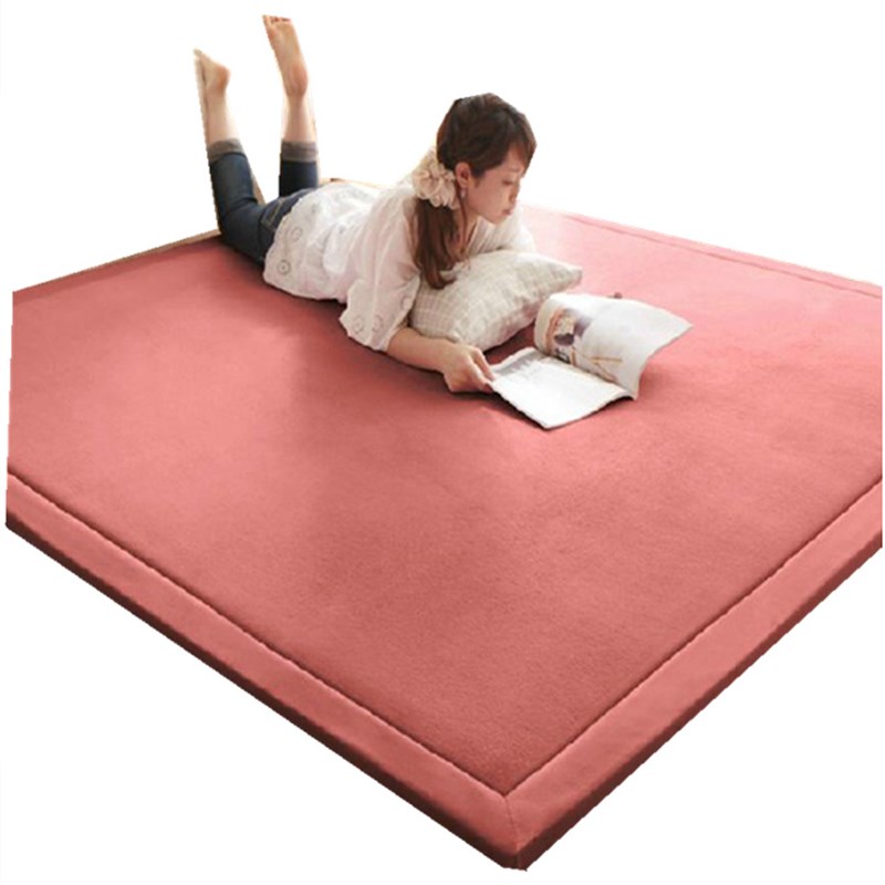 加厚珊瑚绒地毯家用客厅卧室床边榻榻米地垫可折叠儿童宝宝爬行垫