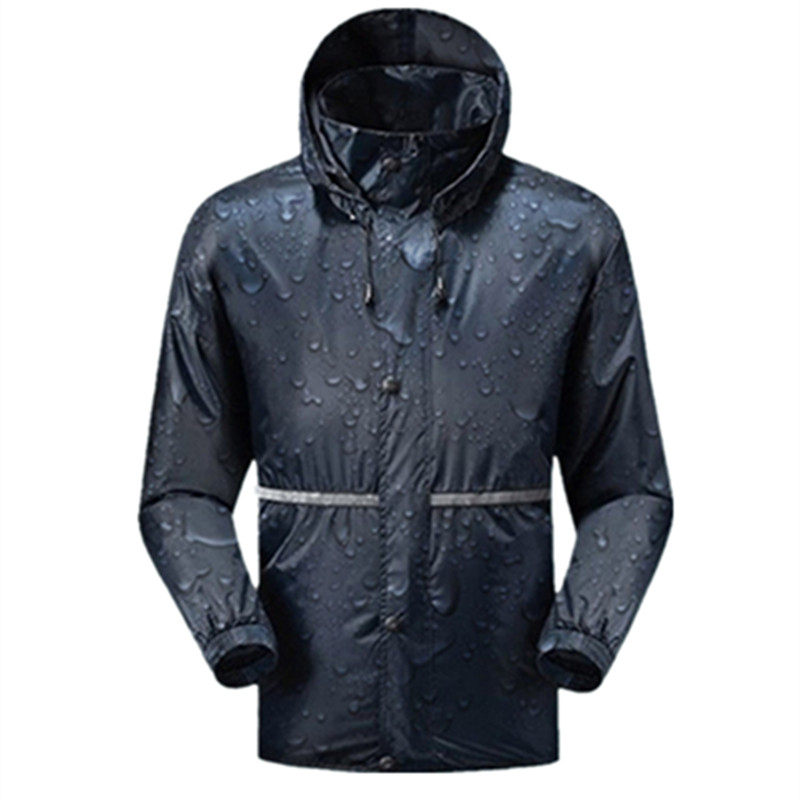 户外有帽双层防水防风不发硬耐用男女分体骑行雨衣加厚保暧上衣