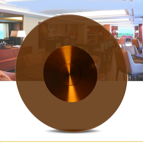 定制茶色钢化玻璃桌面圆形餐桌转盘茶色铝合金饭店圆桌子转盘家用