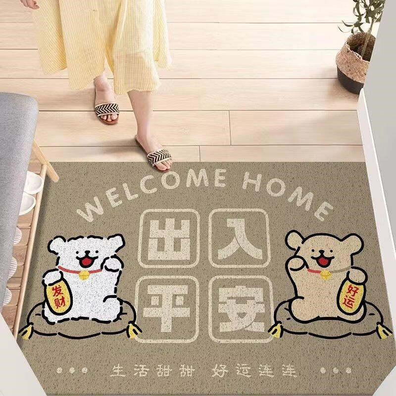 PVC卡通入户除尘丝圈门地垫家用可裁剪耐磨入户玄关进门口脚地毯
