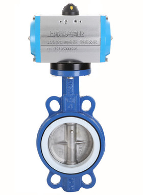 D671F-16P气动蝶阀气动不锈钢四氟对夹式蝶阀门DN50 65 80 100125