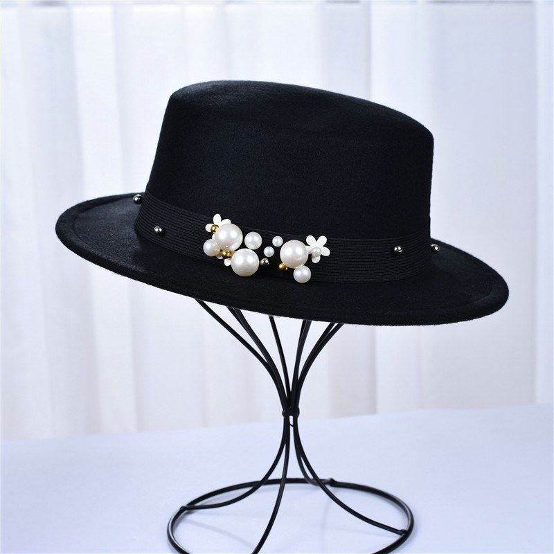 儿童英伦秋冬毛呢帽复古宽檐平顶爵士帽黑色羊毛小礼帽亲子毛毡帽,童装/婴儿装/亲子装,帽子,淘宝优惠券,粉丝福利购,淘宝优惠卷