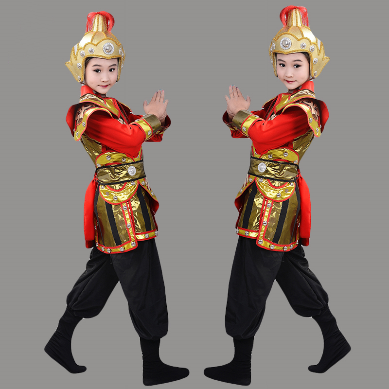 花木兰古代盔甲士兵儿童演出服小学生满江红表演服成人将军舞蹈服