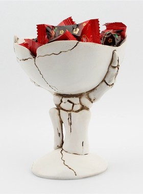 新品骷髅手头骨小果盘糖果碟台面整理收纳盘创意家居装饰摆件包邮