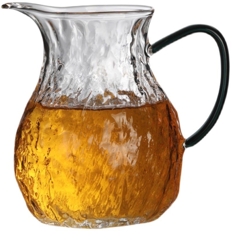 玻璃公道杯高档茶漏一体加厚分茶器日式锤纹大容量公杯茶具