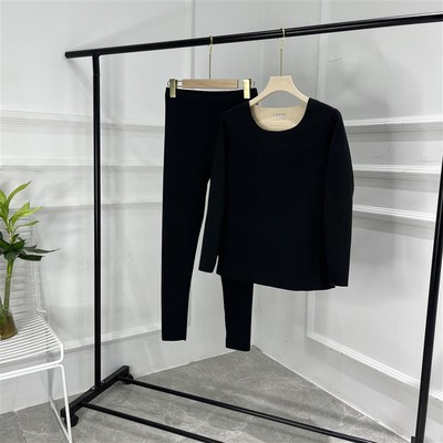 三秒发热女款无痕双面德绒发热发热衣裤上衣卫生裤保暖套秋冬打底