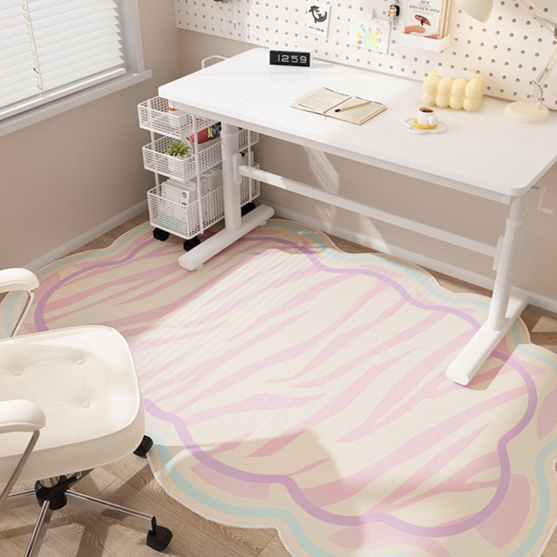 高级感电脑椅子地毯儿童房书桌学习椅地垫粉色男女该房间转椅脚垫
