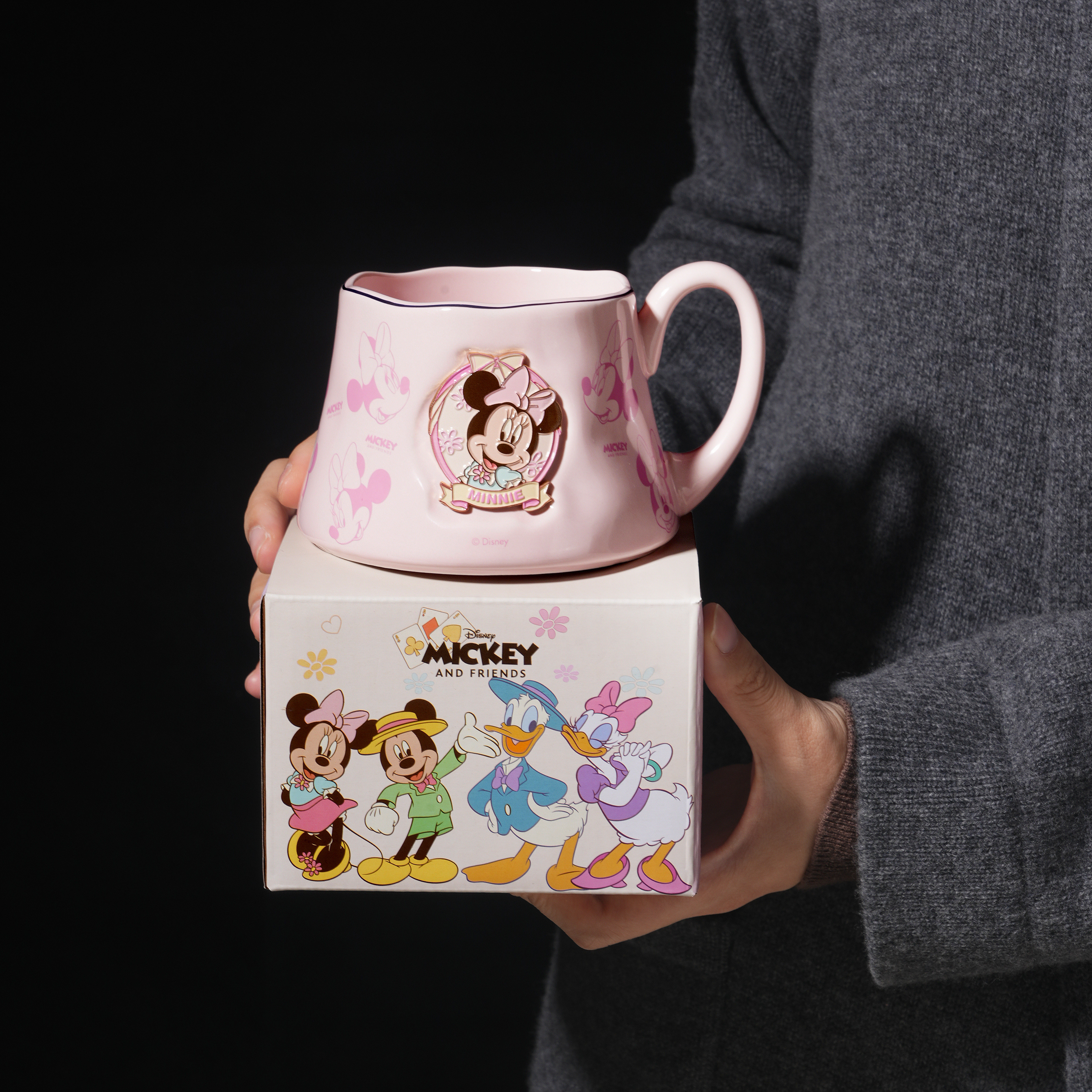 迪士尼米奇马克杯粉色陶瓷带把手喝水杯子办公室女士高颜值大容量,餐饮具,马克杯,淘宝优惠券,粉丝福利购,淘宝优惠卷