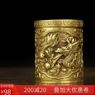 饰品摆设 纯铜龙马鹰笔筒摆件家居办公室桌面书架书房复古创意小装